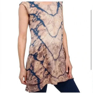 MINDSET BY XCVI Linen Crochet Trim Tunic Size L